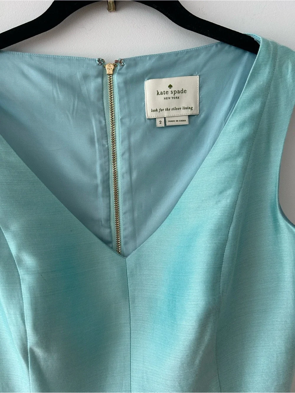 kate spade Light Aqua V-Neck Pleated A-Line Mini Dress Size 2